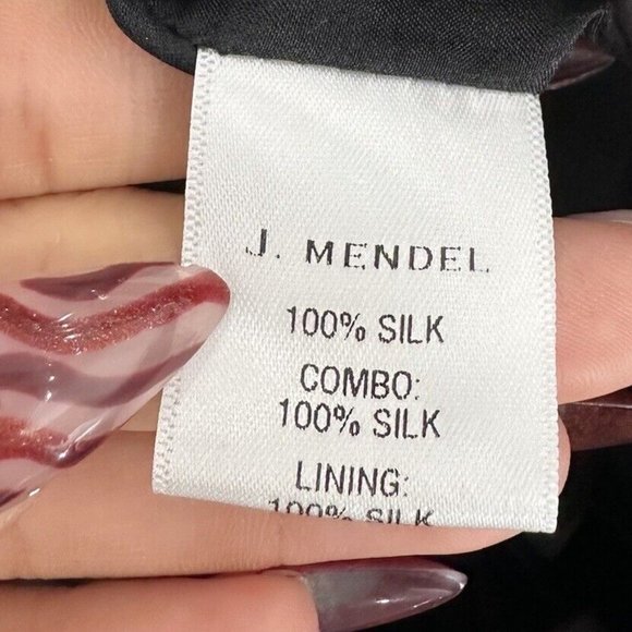 J Mendel Black Sequin Strapless Dress Size 10 100% Silk Short Mini Sheath - Picture 11 of 11